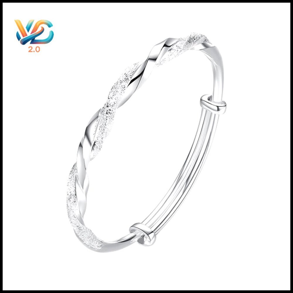 925 Sterling Silver‎ Adjustable Cuff Bangle Bracelet Teardrop Design